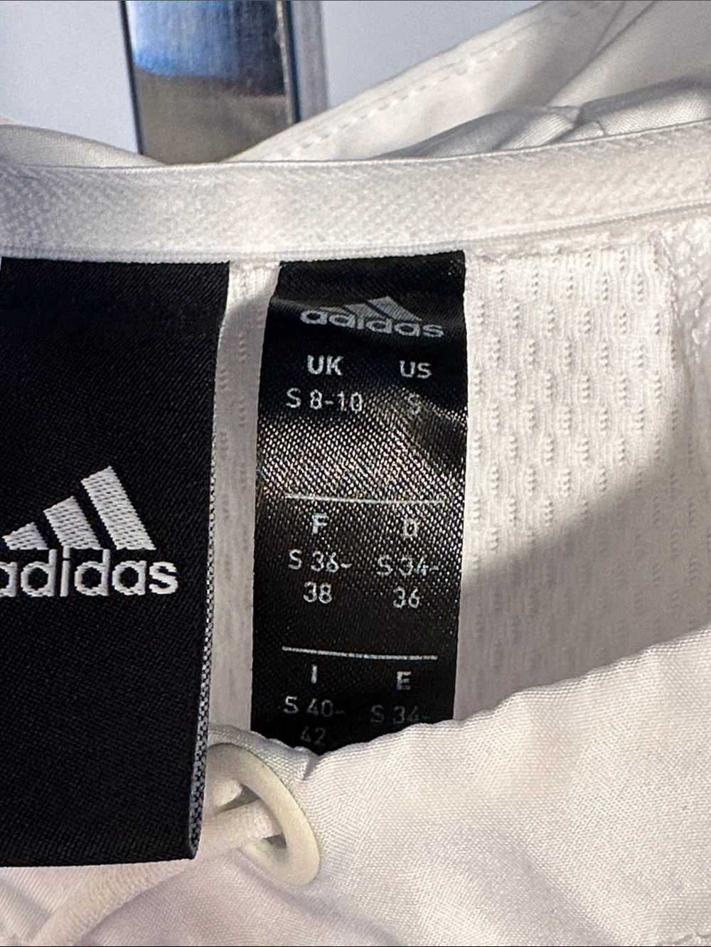 adidas White Hooded Pullover with Front Zip Pockets - Picture 5 of 5